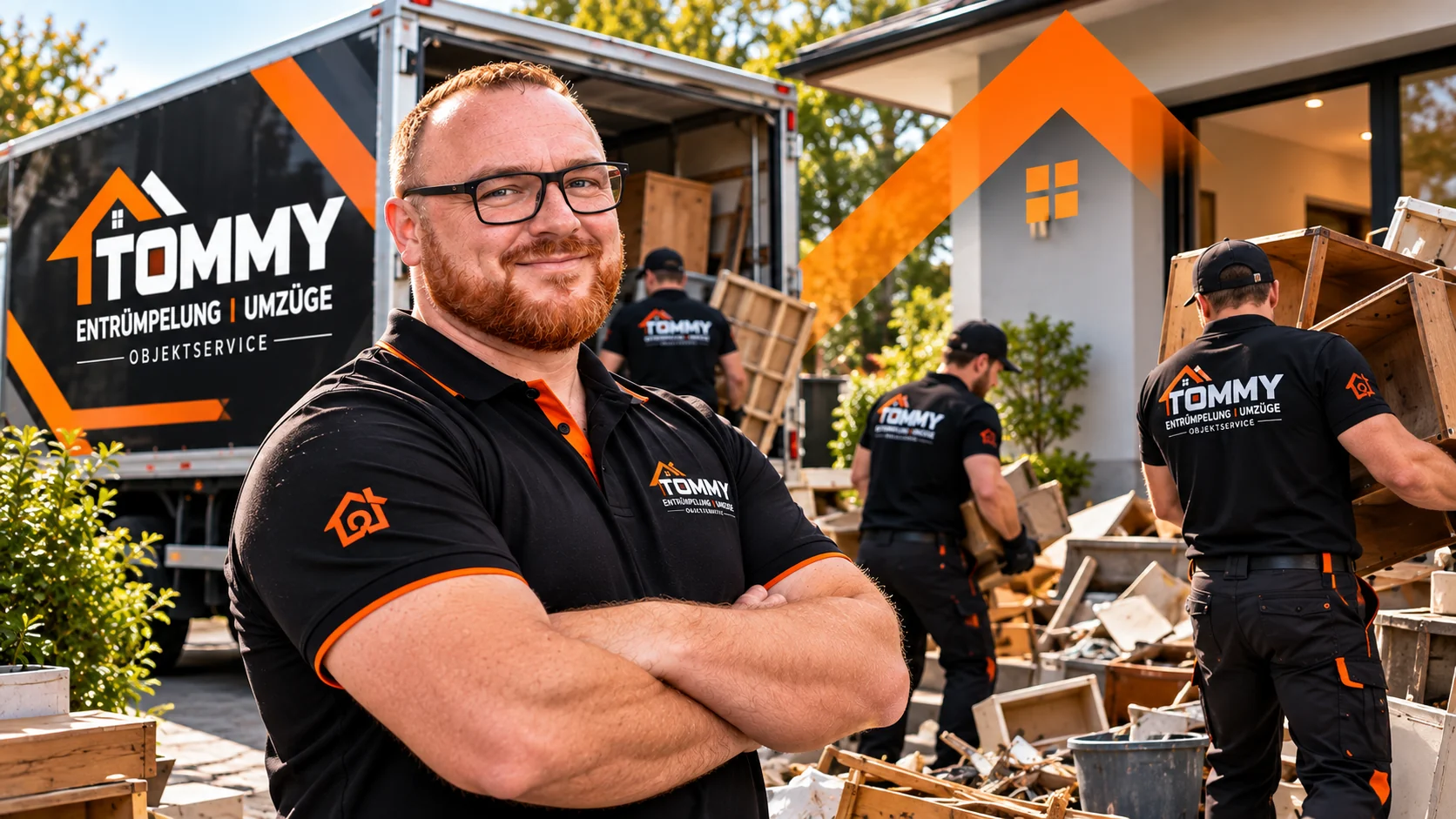 TOMMY-Mitarbeiter bei einer Entrümpelung in einem Wohnraum